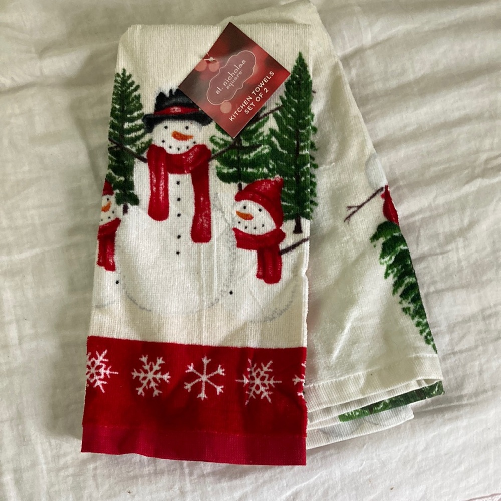 3/$15 Set of 2 Holiday Snowman Kitchen Towels